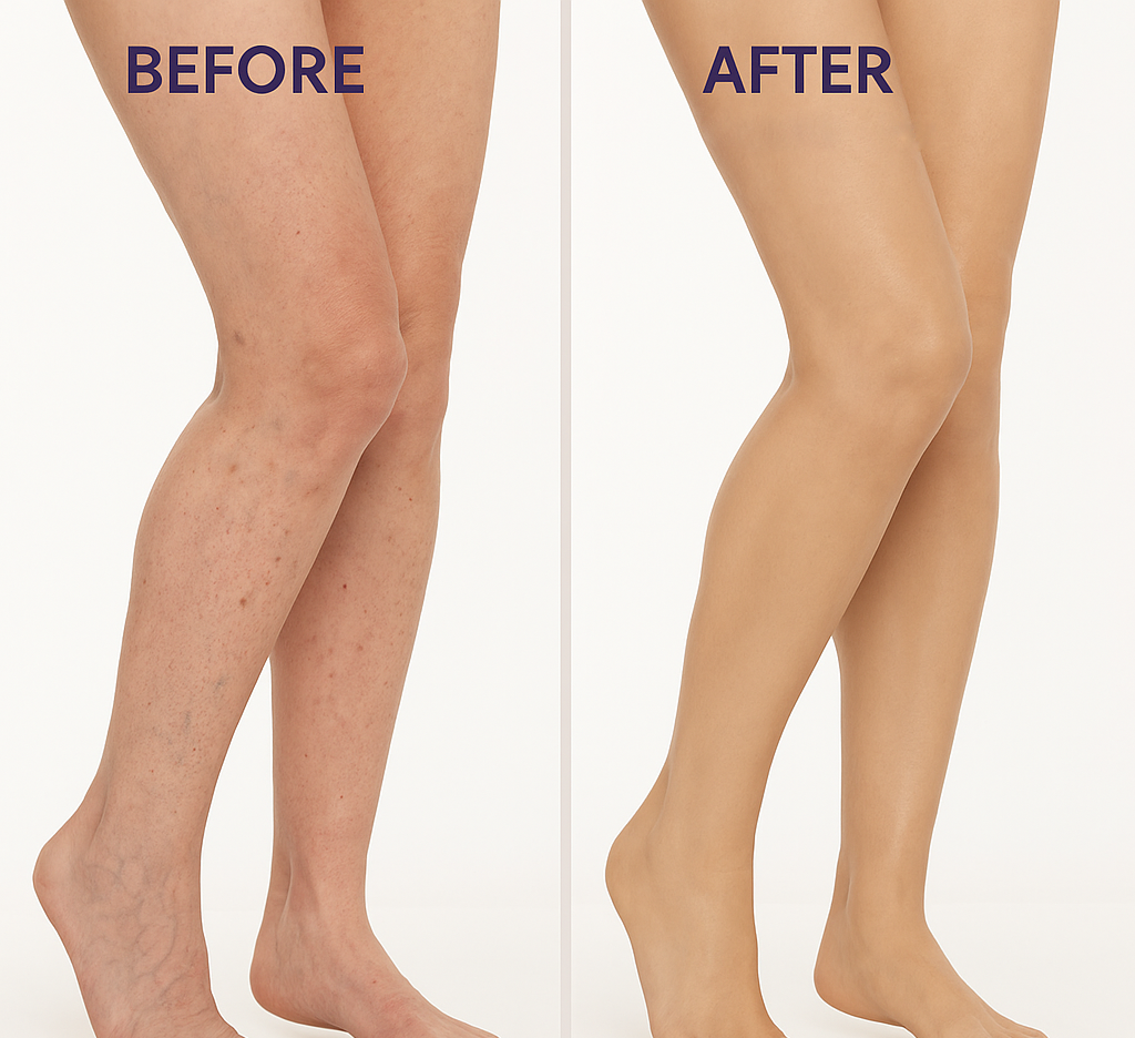 Before and after on legs